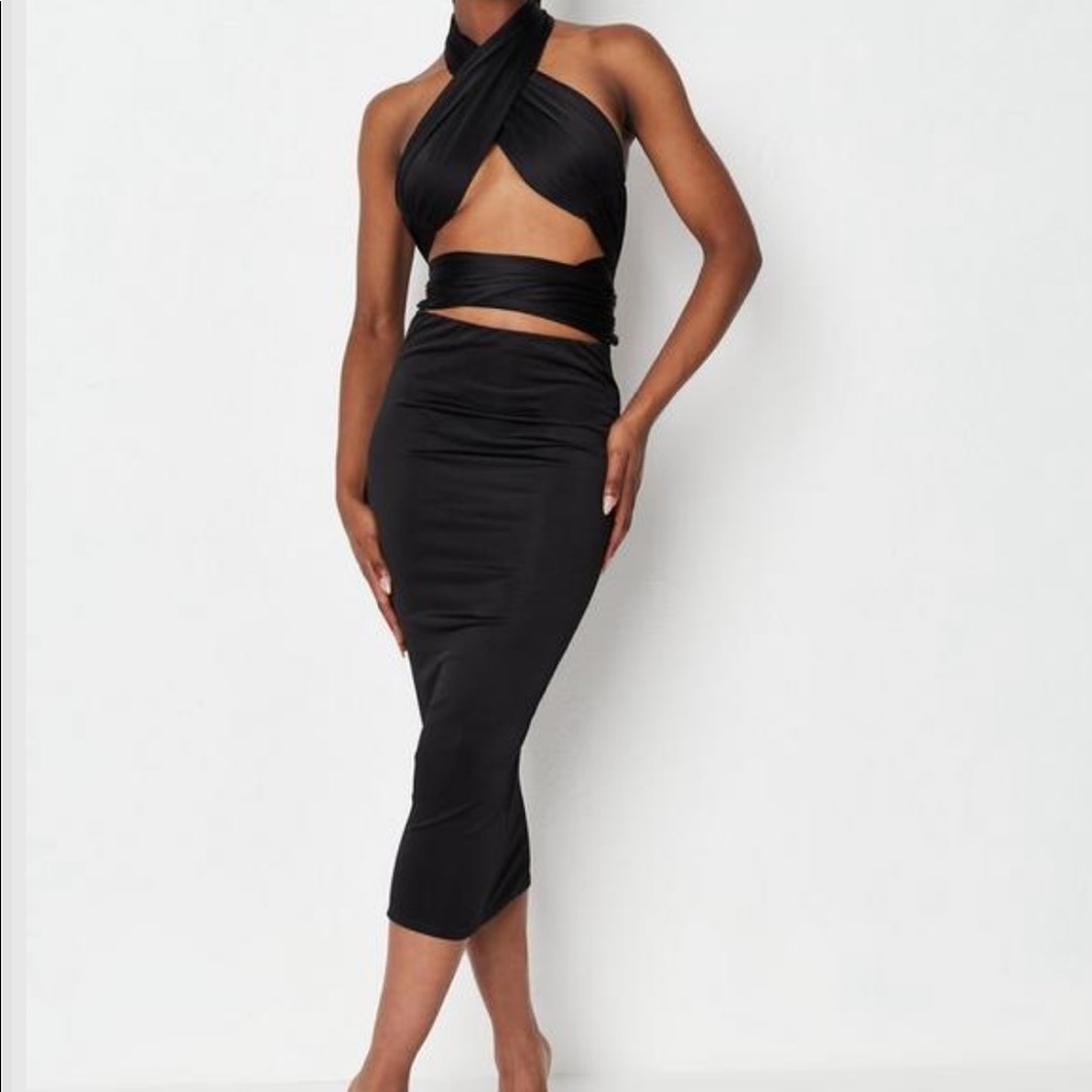 NWT Missguided lilac slinky wrap plunge dress